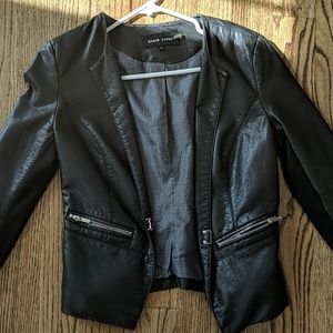 Black Rivet Faux Leather Jacket